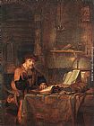 Charles Van Den Eycken Paintings - Scholar with his Books by Gerbrand van den Eeckhout
